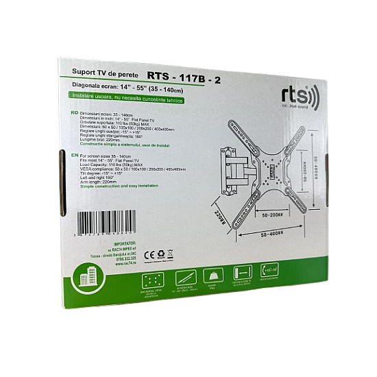 Suport TV de perete fix RTS-117B-2 Suport TV de perete fix RTS-117B-2